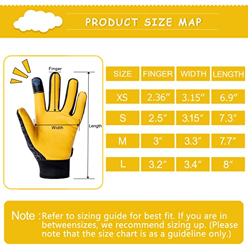 Kids Genuine Leather Work Gloves Age 2-12, Touchscreen, Reflective - color: Black, size: Large (10-12 Years Old)