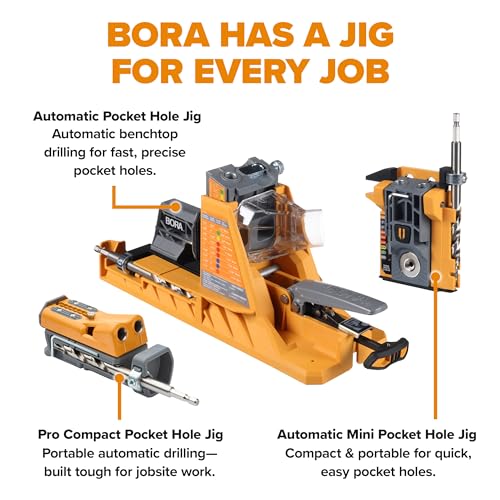 BORA Automatic Pocket Hole Jig Kit & 50 Screws Drill Guide for Woodworking - size: Automatic Jig