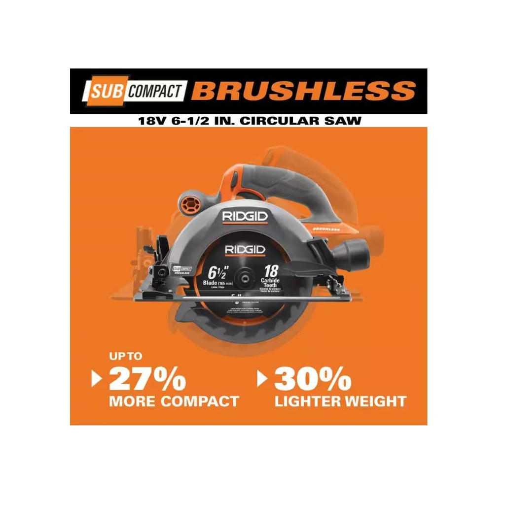 Open Box - RIDGID 18V SubCompact Brushless Cordless 6 1/2 in. Circular Saw (Tool Only)