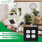 2 Pack Matte Black Decorative Double Outlet Covers Wall Plate - size: 2 Duplex 2 Pack