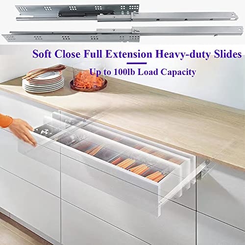 Undermount Soft Close Drawer Slides 15 Inch 6 Pairs Full Extension - size: 15 Inch