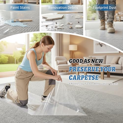 Carpet Protection Film 36" x 500' - Self Adhesive Floor Protector - size: 36"x500'