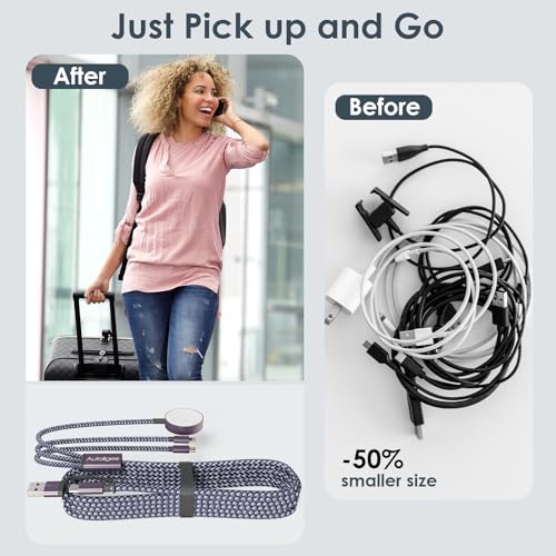 2Pack Travel Essentials,Multi Charging Cable for Apple Watch Charger Gray - color: Gray, size: 2pack-4ft
