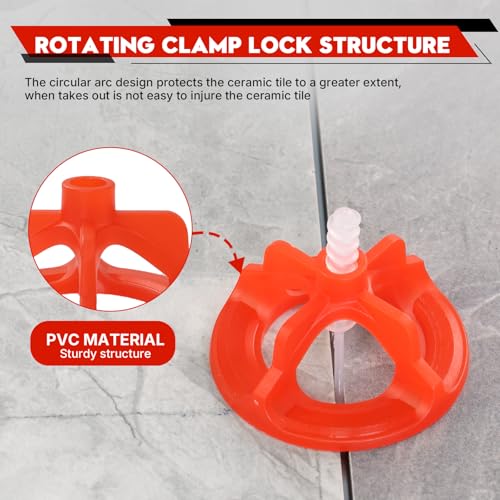 Tile Leveling System 1/8", 600 Pcs Tile Spacers and 200 Pcs Red Cap - size: 1/8 Inch 600Base+200Caps