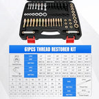Nilight 61PCS Thread Chaser Set SAE Metric Universal UNC UNF Sizes - size: 61PCS Metric & SAE
