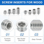 MECCANIXITY 6Pcs Threaded Inserts Nuts, M6x20mm Hex Socket Drive Nut Inserts for Wood - 304 Stainless Steel Screws Furniture Screw in Nuts Bolt Fastener Connector Wood - size: M6x20mm