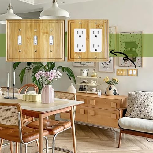 outlet cover plate, Bamboo wall outlet cover, Natural Finish.2 Pack - color: outlet covers, size: Socket