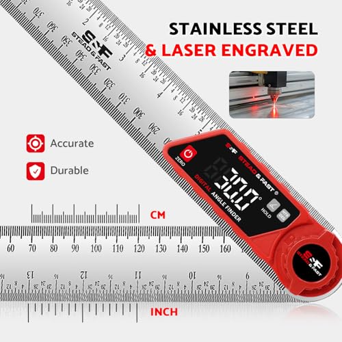 S&F STEAD & FAST Digital Angle Finder with Case & Lock, 7 Inch / 200 mm - color: Black