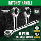 SK 3/8" Drive Socket Set with 216-P Ratchet, 41-Piece, SAE & Metric Sockets - size: 3/8" Drive