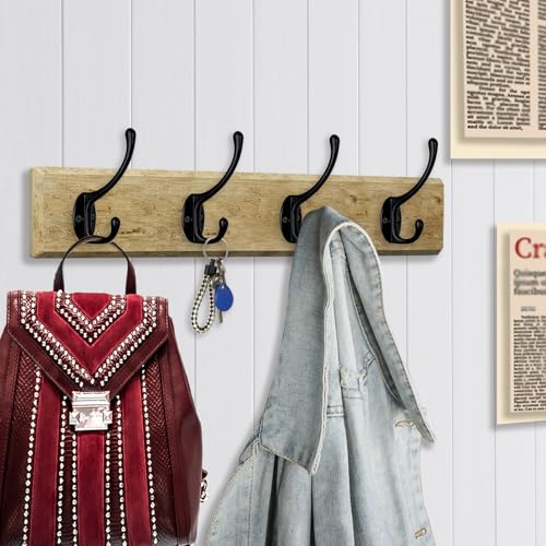IBosins 10 Pack Black Double Coat Hooks No Rust Hooks for Coat, Scarf, Bag - color: Black