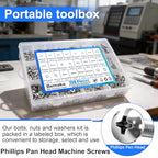 730Pcs Machine Screws Nuts and Bolts Assortment Kit, 304 Stainless Steel Bolts 16 Sizes #4-40#6-32#8-32#10-24 Phillips Pan Head Hardware Screws Assortment Kit with Nuts and Washers - size: 730PCS