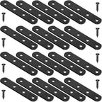8 Pack Black Straight Brace Brackets 4 Inch Stainless Steel Flat Mending Plates, Heavy Duty Repair Fixing Joining Brackets for Wood Furniture with Screws