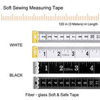 Tape Measure Body Measuring Tape, 120 Inch Soft Fabric Measuring Tape for Sewing Cloth Measurement, Double Scale Tailor Ruler for Weight Loss Medical Measurement Nursing Craft(White/Black) - color: Black and White
