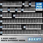 208-Piece Professional Screwdriver Bit Set, 1/4" Hex Shank Chrome Vanadium Steel Driver Bit Set, Includes Security Bits, Nut Driver and Bit Holder - style: 208PCS