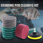 Swpeet 16Pcs 4Inch 3 Different Color Scrubbing Pads Drill Powered Brush Tile Scrubber Scouring Pads Cleaning Kit, Abrasive Buffing Pads Replacement with 1 Pcs Hook Attachment for House Cleaning