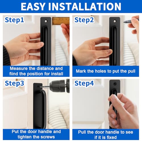 TamBee 4 Pack 6-1/2 Inch Black Metal Gate Pull Handles, Heavy Duty Hardware, Durable Pull Grips for Wooden Fence, Shed, Barn Door & Outdoor Use - size: 4 Pack 5 Inch Metal