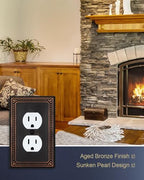 Switch Plates Outlet Covers, 4-Pack Aged Bronze Metal Wall Plates - color: Aged Bronze, size: 1 Duplex 4PK