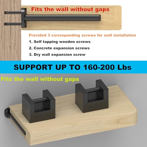 Floating Shelf Bracket (1/4" Thick,Flush-to-Wall Hidden Heavy Duty Brackets for Wood Shelves，Solid Steel Invisible Shelf Support,,Seamless Blind Design for Kitchen, Study&DIY 10 Inch Black - size: 6 Inch, style: Flush-to-Wall No Gaps Black 6 Pack