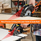 DOVAMAN Circular Saw, 5.8A 4-1/2" Circular Saw w/Laser & Auxiliary Handle - color: A-orange