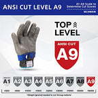 Schwer SlicePro ANSI A9 Cut Resistant Glove PR1706, Stainless Steel Mesh Metal Glove, Food Grade for Kitchen Cooking, Butcher Meat Cutting, Oyster Shucking, Mandoline, Fishing (L, 50 Pairs) - size: Large (Pack of 100), style: 1.0 Steel Wire