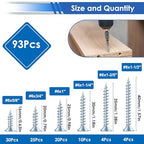 smseace 453Pcs Wood Screws with Nuts and Bolts Assortment Kit 21-Sizes M3/M4/M5/M6 Nut Bolt Washer Assortment Kit 6 Sizes Drywall Screws for Machinery, Furniture, Automotive, Motorcycle Repairs