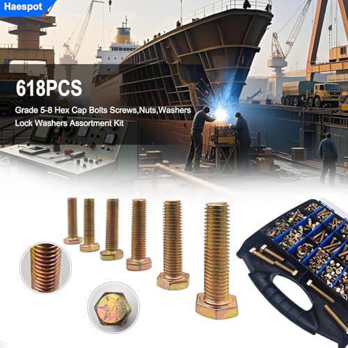 618PCS Bolts and Nuts Assortment Kit - size: 618pcs 1/4"-20 5/16"-18 3/18"-16 1/2"-13