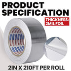 ADHES Heavy Duty Aluminum Foil Tape 2 Inch x 210 Feet(70 Yards) - size: 2in x 70yd