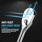 DURATECH Extra Long Handle 3/8-Inch Drive Ratchet, 90-Tooth Ratchet Wrench - size: 3/8" with 12" handle