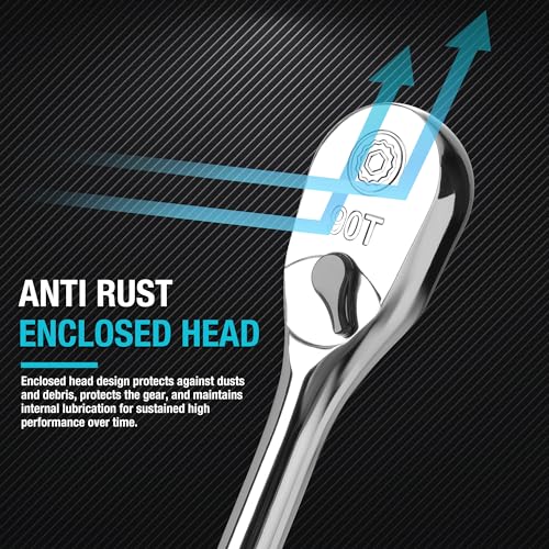 DURATECH Extra Long Handle 3/8-Inch Drive Ratchet, 90-Tooth Ratchet Wrench - size: 3/8" with 12" handle