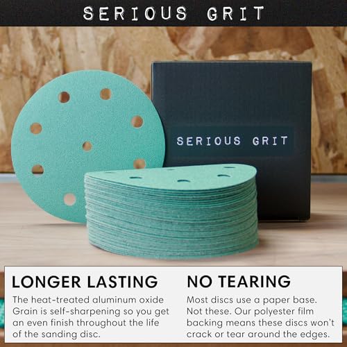 Serious Grit - 5-Inch 9-Hole P60 Grit Sanding Discs - 25 Pack Box - size: 60 Grit