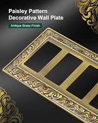 2-Pack Paisley Pattern Quad Decorator Outlet Cover Plate,Metal Wall Plate - style: 4 Decorator 2PK