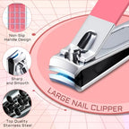 BLESWIN Manicure Pedicure Set, 12 Pcs Nail Care Kit for Women, Mens Nail Grooming Kit, Manicure & Pedicure Tools & Accessories, Pink Nail Kit Manicure Set Luxury Leather Case for Home Salon Use - color: 1-Pink