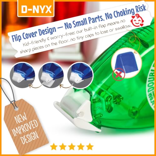 D-NYX 8 Pack Double Sided Tape Roller, Scrapbook Supplies, Glue Tape Roller for Crafts, School Office Journaling Supplies, Double-Sided Permanent Adhesive Tape Runner for Scrapbooking - size: 8 Pack