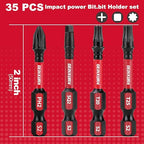GEINXURN Impact Tough Phillips Square Torx 2 in. Insert Driver Bits, 35Pack Bulk T20/T25/PH2/SQ2 Screwdriver Power Bits Set - size: MIXED-35PC
