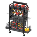 CCCEI Garage Power Tools Organizer Cart with Charging Station, Black Floor Standing Rolling Drill and Tools Battery Storage Cart on Wheels. Black Utility Rack Gift for Men, Husband, Father. - size: Large
