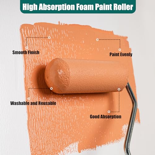 Paint Roller Kit, 15 Pack, 4 Inch Paint Roller, Paint Brush