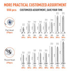 Trivd Frol 550PCS Self Tapping Screws Assortment Set 304 Stainless Steel