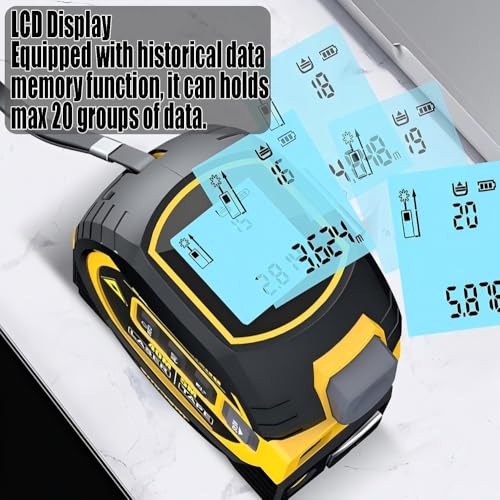 The 3-in-1 almighty laser measuring tools ruler,16Ft Ruler 131Ft Laser - color: Yellow, size: Laser 135 ft