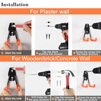 AOBEN 24PCS Garage Hooks, Heavy Duty Double Garage Hanger Organizer Wall Mount Iron Anti-Slip Garage Storage Hooks for Ladder, Power Tool,Bike,Ropes（23 Hooks & 1 hoder Strap-Gray - size: 24PCS GR