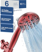 HOPOPRO High Pressure Handheld Shower Head Set with 6 Settings, Ferrari Red - color: Red, style: 6 Modes