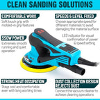 Autolock 350W Electric Random Orbital Sander with 5 & 6 Inch pads 1pcs - color: Blue
