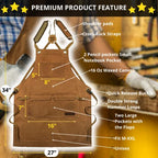 Woodworking Shop Apron for Men, Waxed Canvas Work Tool Apron for Carpenter