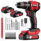 Sundpey 620In-lbs Brushless Cordless Drill Set, Electric Power Drill Set - color: Red