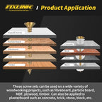 240PCS Wood Screws Assortment Kit, FIXLINK Zinc Coated Flat Head Screws Set - color: Yellow Zinc