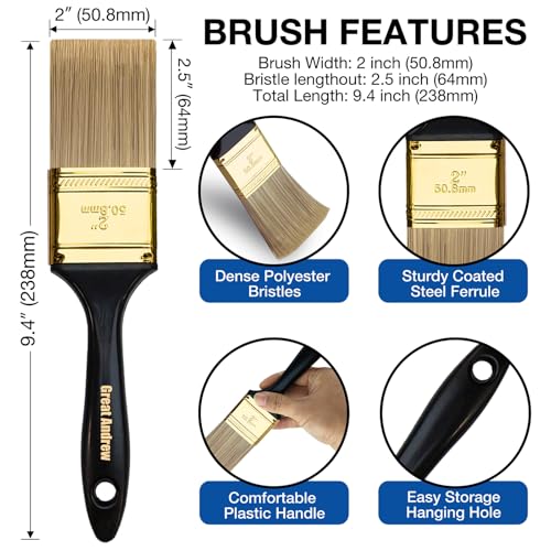Great Andrew Paint Brushes, 30 PCS 2" Bulk Paint Brush Pack - size: 30 PCS, 2"