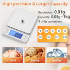 BOMATA 0.01g Small Digital Gram Scale, Upgraded 1kg Jewelry Scale - size: 0.01g/1kg Silver