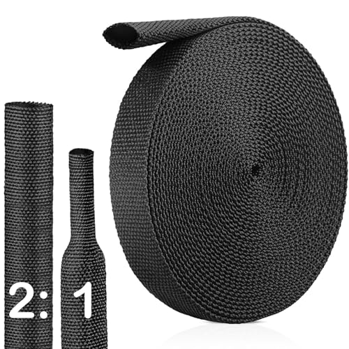 2:1Heat Shrink Wire Loom Braided Cable Sleeves,Heat Resistant Fabric Woven Shrink Tubing Wiring Harness for Protection Automotive,Harness Cable,Cable Management (5/8"-16ft) - size: 5/8"-16ft