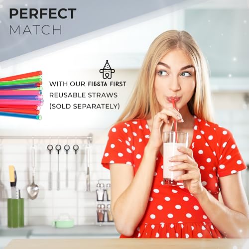 Buenalife Heavy Duty Cleaning Brushes Set of 4 - Extra Long Straw Cleaners for Metal and Plastic Reusable Drinking Straws, to Clean Small Spaces, Sippy Cups, Water Bottles - Sturdy Hard Brush Bristles - color: Black