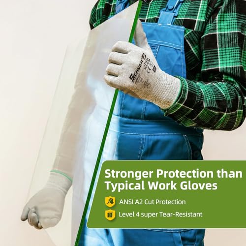 Schwer 6 Pairs A2 Cut Resistant Work Gloves, Ultra Durable, LT5636, S - size: Small