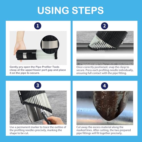 Multi Surface Pipe Profiling Tool, Pipe Cutting Template Multi Functional Shape Duplicator, Lightweight and Wear-Resistant Fiberglass Material for Tiles Floors DIY Pro Plumbing - size: 0-3" Pipes